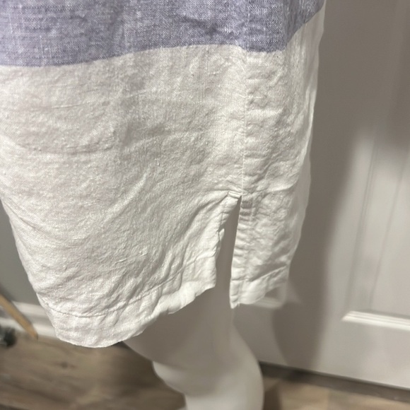 J.Jill love linen short sleeve white with blue block top size Medium - Picture 5 of 8